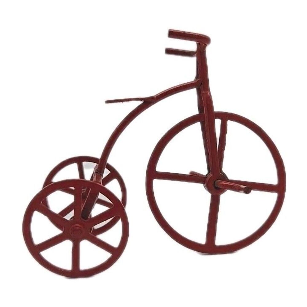 Vintage Miniature Dollhouse Red Metal Tricycle Christmas Tree Ornament? Toy Bike